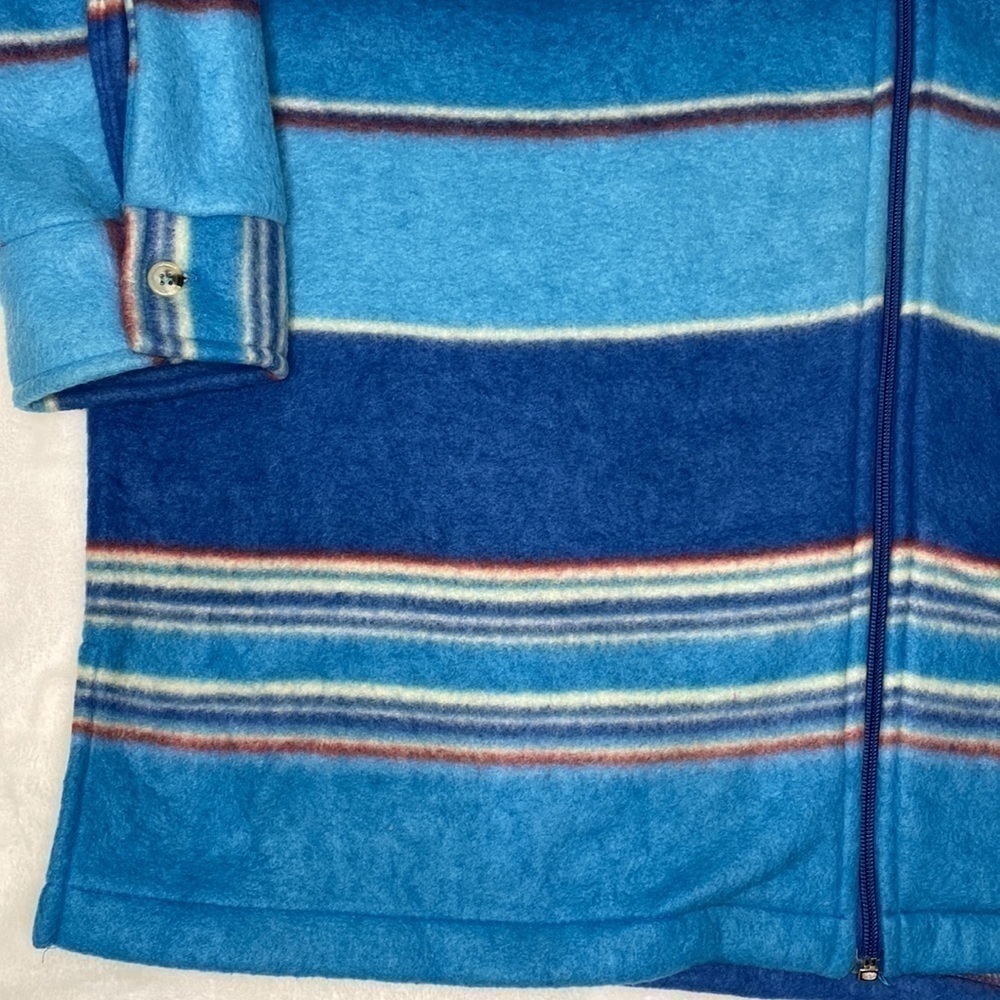 VINTAGE Out Brook Western Stripe Print Fleece Button-up Size Large - Picture 4 of 16